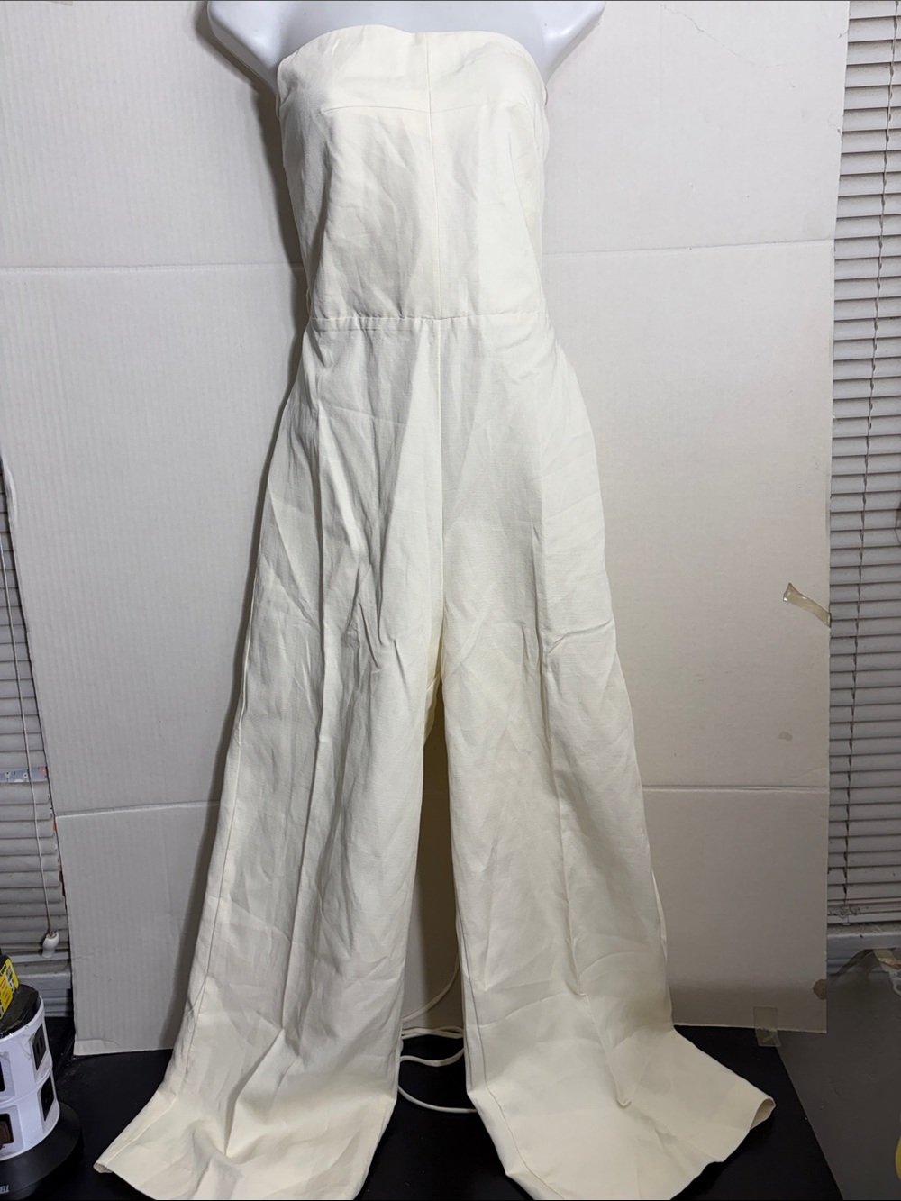 Mango Strapless Wide-Leg Jumpsuit in Off-White 2527